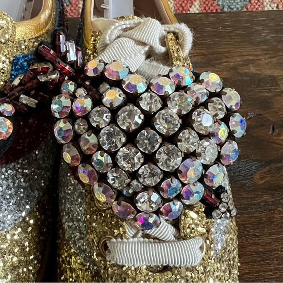 GUCCI Rare ‘Falacer’ Gold Glitter Cupid Heart Sneakers EU38 - Picture 7 of 15